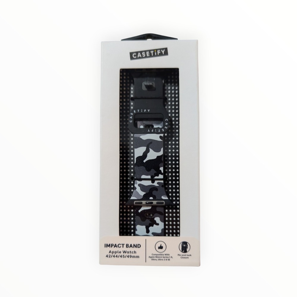 Q5-O Casetify Impact Band For Apple‎ Watch 42, 44, 45, & 49mm - Black/Gray Camo